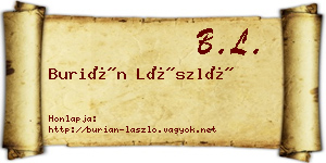 Burián László névjegykártya